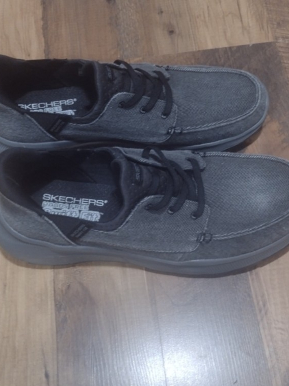 Skechers Men’s Charcoal Gray Canvas Slip-On Lace Casual Shoes